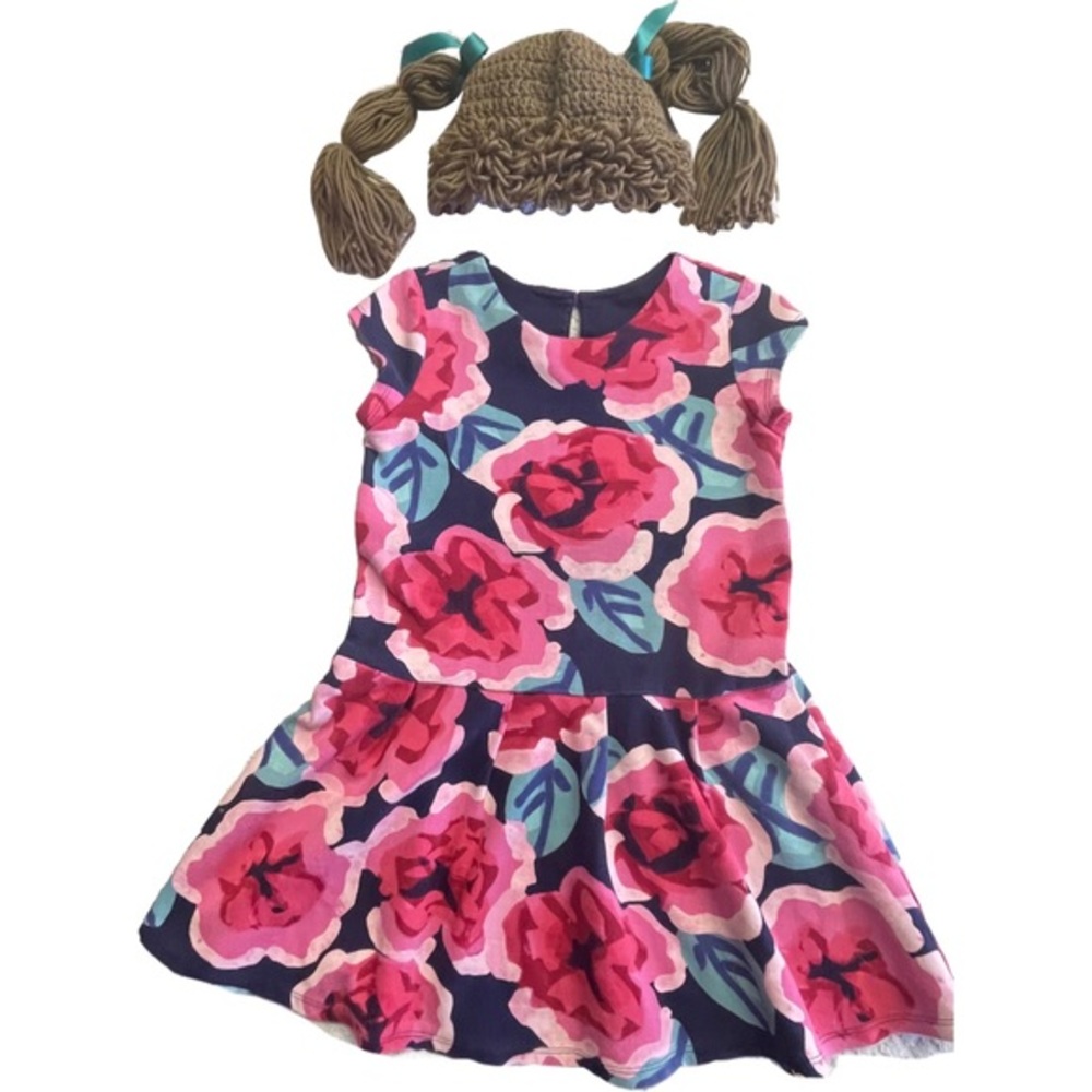 Cabbage Patch Kids inspired hat/wig and dress set baby size 8-10 years